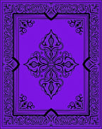 Rich Violet Black Scroll Floral Medallion Rug