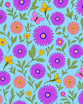 Retro Pink Yellow Purple Daisy Butterflies Rug