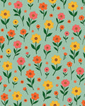Retro Floral Garden Blooms Rug