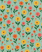 Retro Floral Garden Blooms Rug
