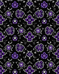 Vibrant Violet Floral Black Ground Rug