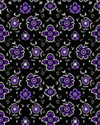 Vibrant Violet Floral Black Ground Rug