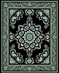 Black Mint Floral Medallion Frame Rug