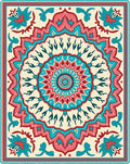 Radiant Coral Teal Floral Mandala Rug