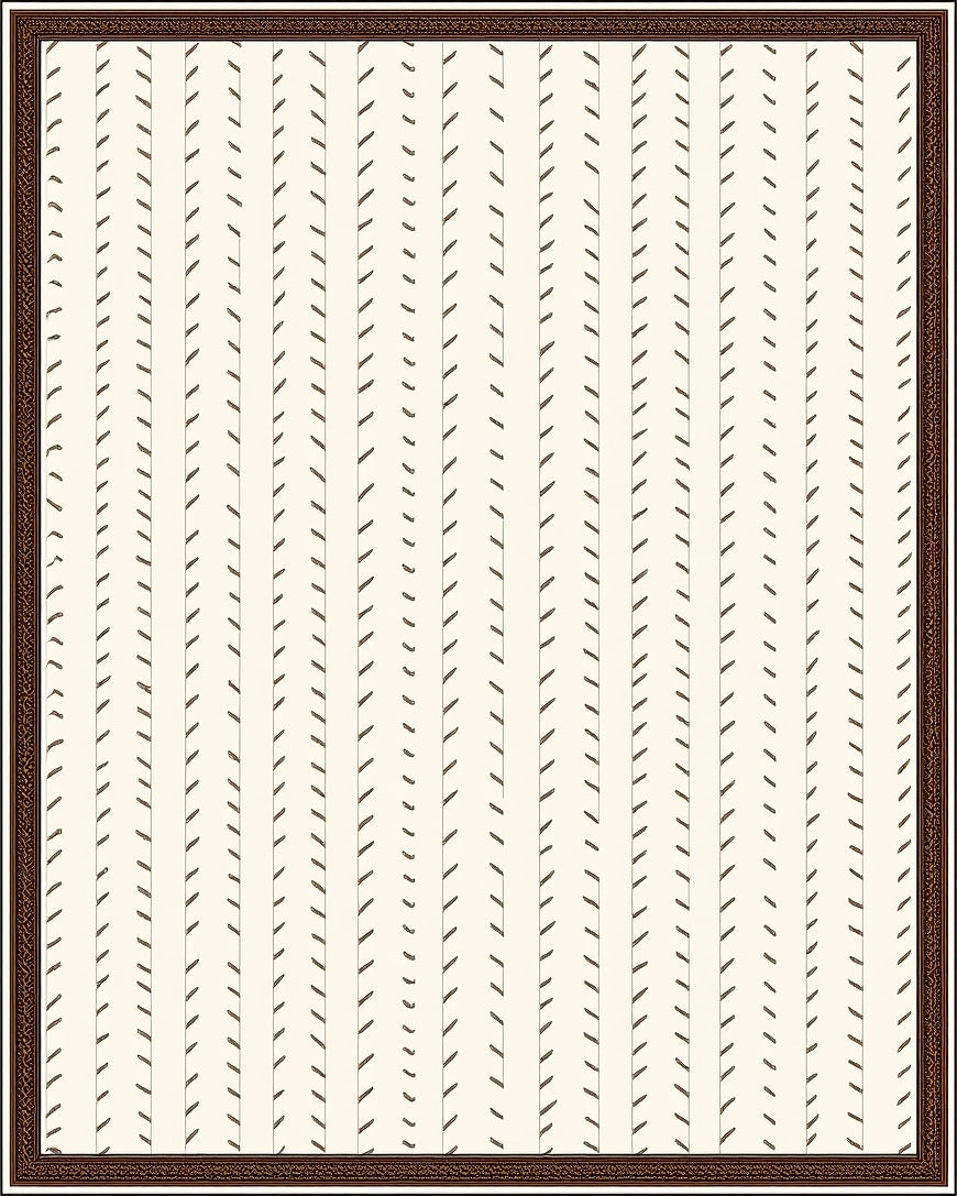 Cream Tan Vertical Dash Border Rug