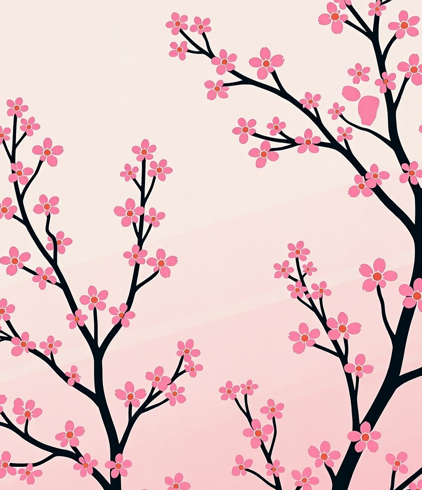 Pink Blossom Cherry Branches Art Rug