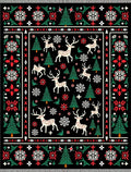 Cream Red Green Festive Reindeer Trees Rug