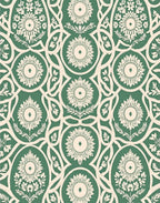 Emerald Green Sunburst Floral Medallion Rug