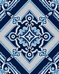 Deep Blue Floral Medallion Tile Rug