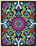 Vibrant Psychedelic Sunburst Mandala Rug