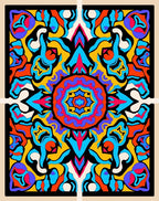 Vibrant Psychedelic Sunburst Mandala Rug