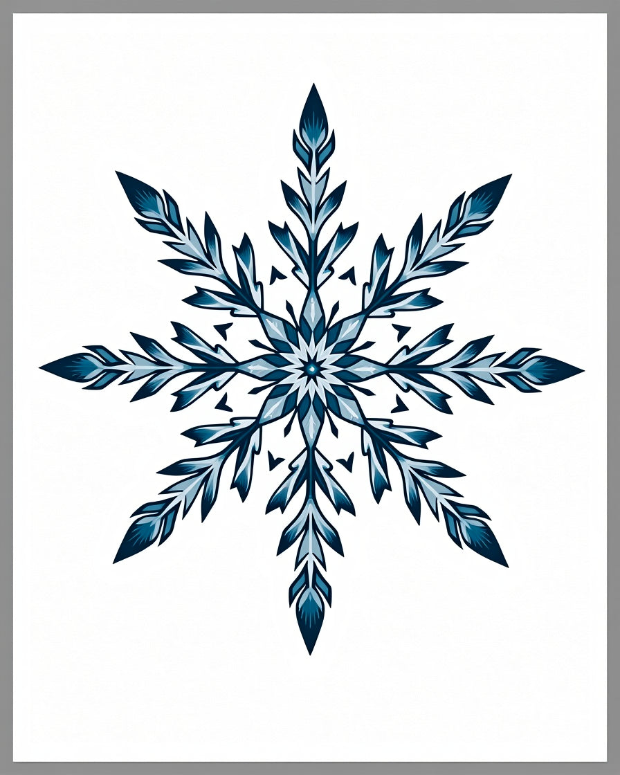 Deep Blue Snowflake Mandala Rug
