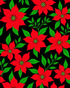 Bold Red Floral Branch Black Rug