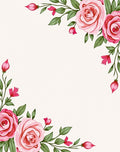 Pink Rose Garden Foliage Border Rug