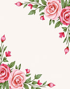 Pink Rose Garden Foliage Border Rug