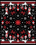Red White Black Whimsical Elves Snowflakes Rug