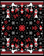 Red White Black Whimsical Elves Snowflakes Rug