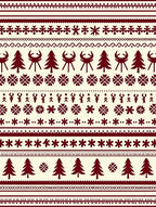 Festive Burgundy Trees and Stars Border Rug