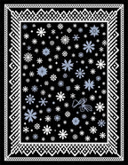 Winter Snowflake Black Blue Geometric Rug