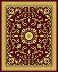 Gold Swirls Blooming Vine Crimson Rug