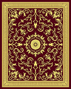 Gold Swirls Blooming Vine Crimson Rug
