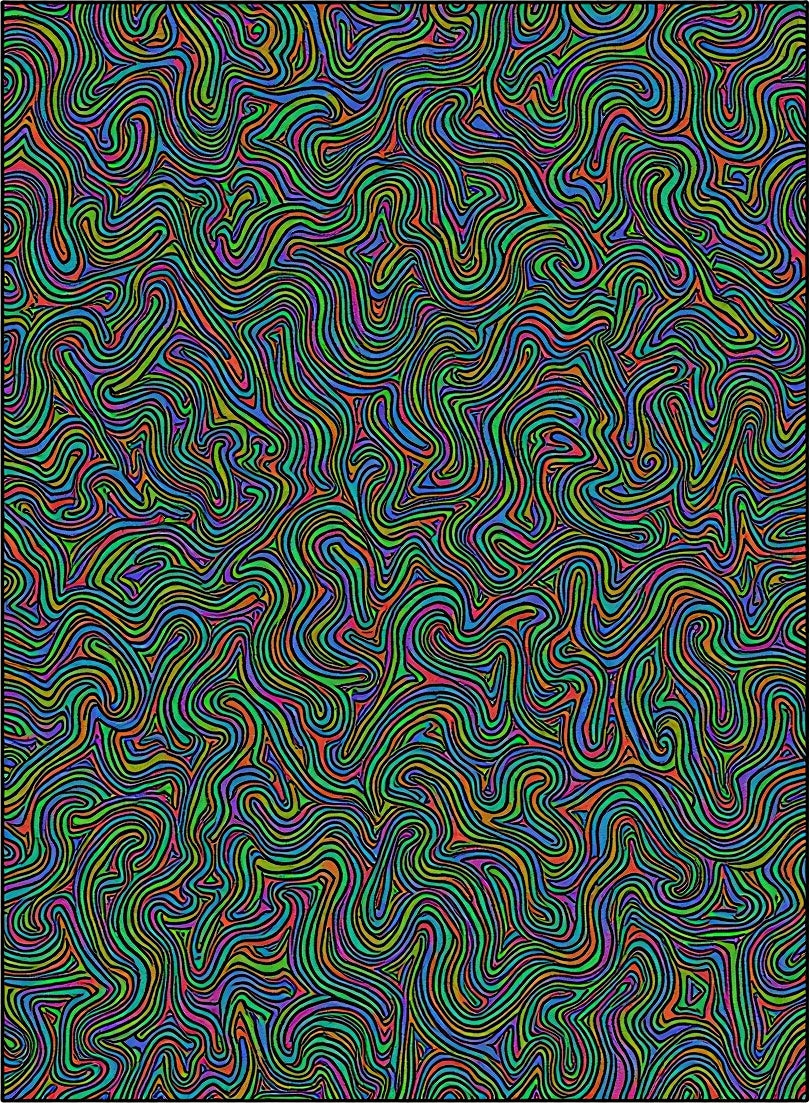 Colorful Wavy Line Swirl Rug