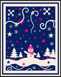 Playful Snowman Snowflake Stars Rug