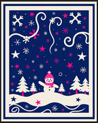Playful Snowman Snowflake Stars Rug