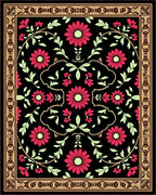Radient Crimson Bloom Garden Tapestry Rug