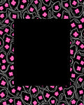 Bright Pink Blooming Flowers Black Border Rug