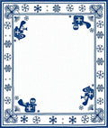 Whimsical Blue Snowflake Creatures Border Rug