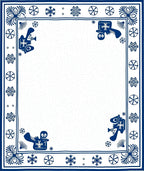 Whimsical Blue Snowflake Creatures Border Rug