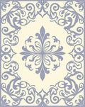 Cream And Lavender Scrollwork Medallion Rug