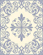 Cream And Lavender Scrollwork Medallion Rug