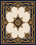 Navy Gold Ornate Medallion Scroll Rug