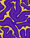 Vibrant Purple Yellow Organic Flow Rug