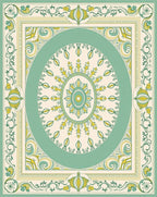 Vintage Mint Green Floral Medallion Rug