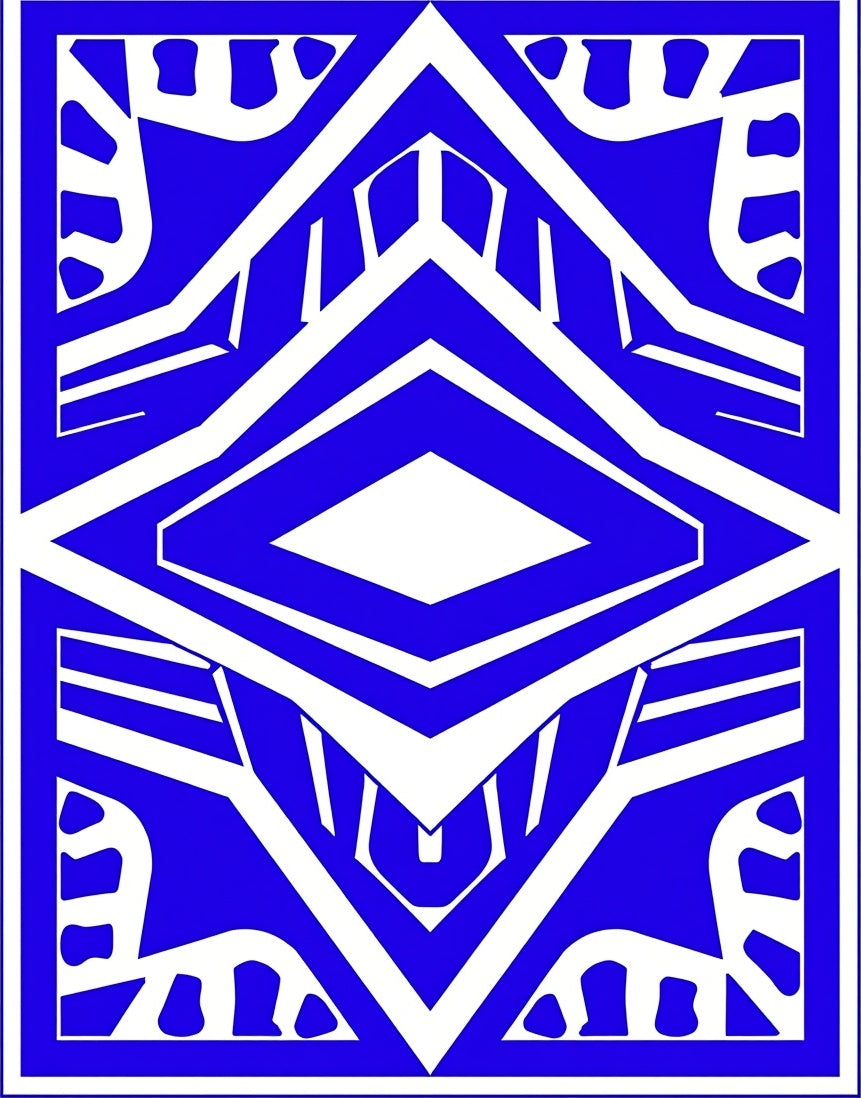 Bold Blue Geometric Diamond Art Rug