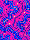 Pink Abstract Swirl Waves Stars Rug