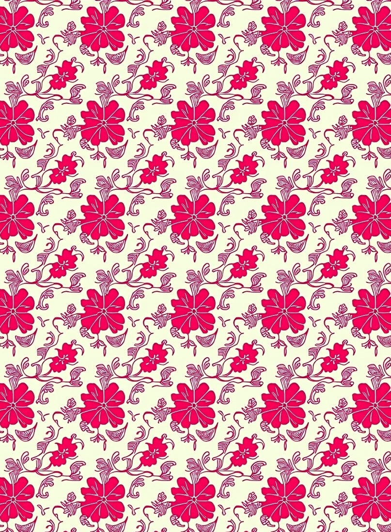 Crimson Floral Vines Repeat Rug