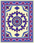 Cream Purple Blue Floral Medallion Rug