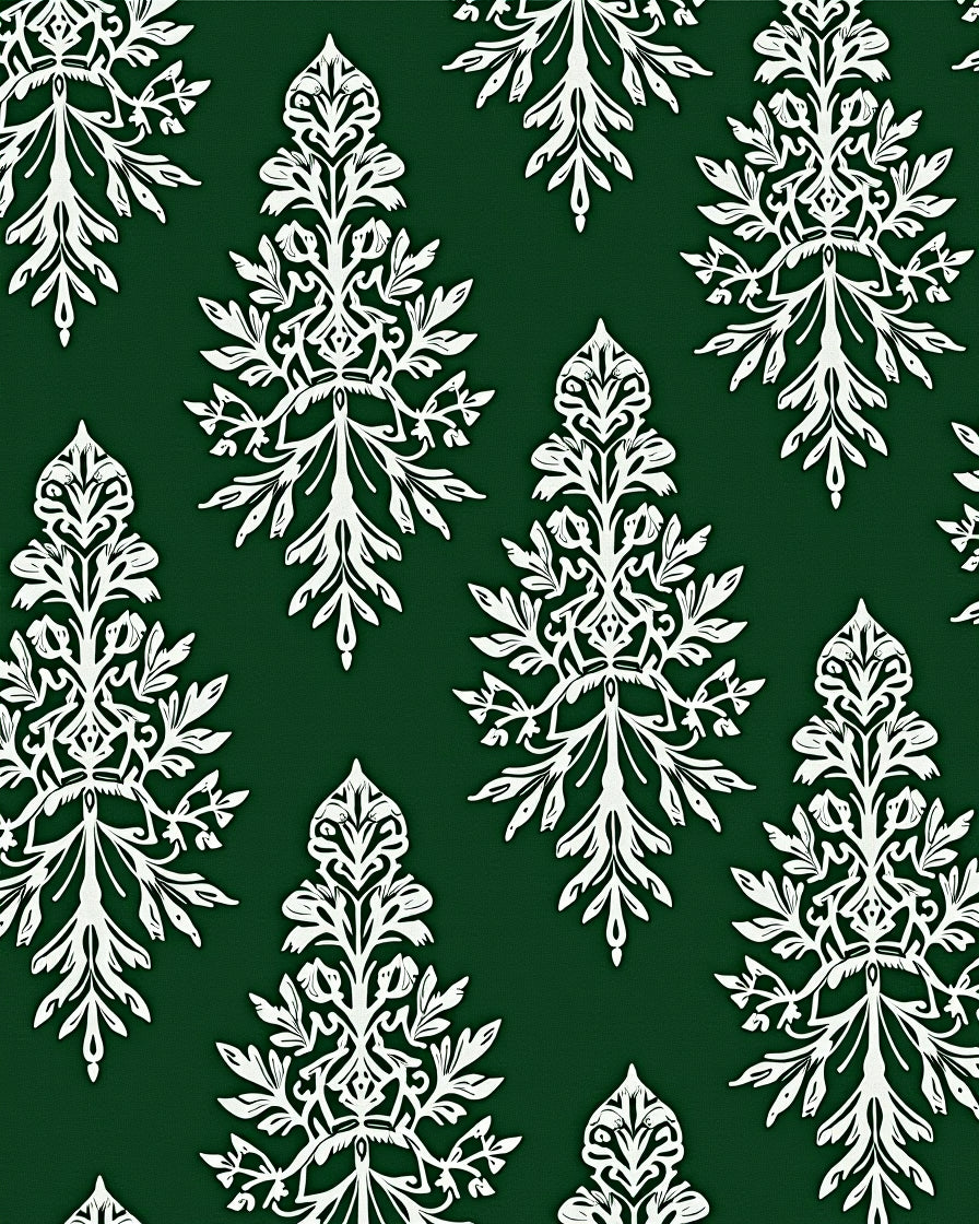 Emerald Green Ornate Floral Medallions Rug