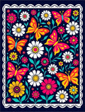 Vibrant Butterfly Floral Garden Rug
