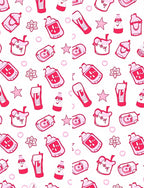 Whimsical Pink Cartoon Food Icons Rug