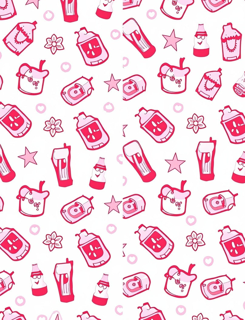 Whimsical Pink Cartoon Food Icons Rug