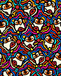 Vibrant Whimsical Colorful Character Swirls Rug