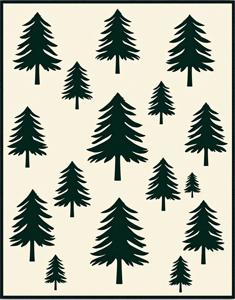 Forest Green Pine Tree Scatter Rug