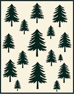 Forest Green Pine Tree Scatter Rug