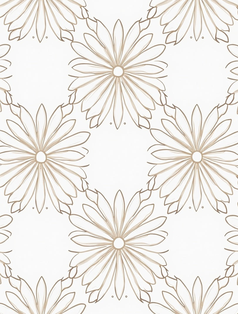 Minimalist Beige Floral Outline Rug