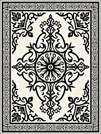 Classic Black Ivory Ornate Scroll Rug